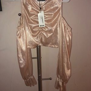 Pink Shiny BooHoo Crop Top